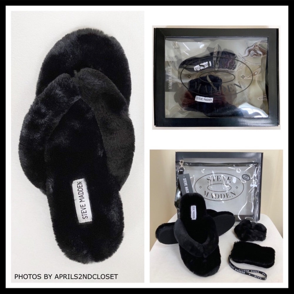STEVE MADDEN SET BLACK SLIDE SANDALS WRISTLET A3C - Picture 3 of 8